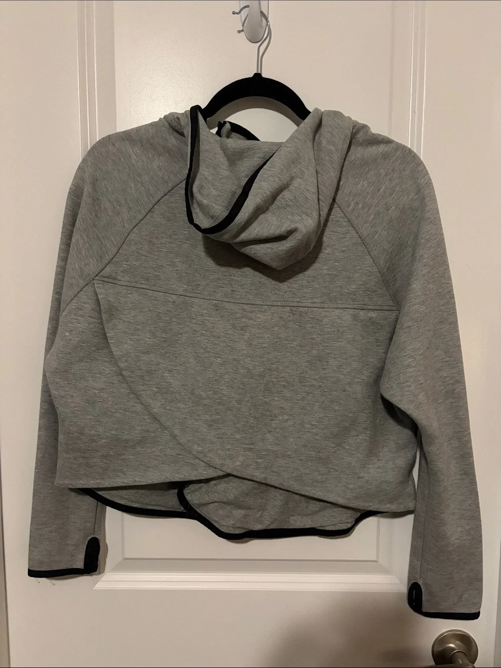 Nike Tech Fleece Grey Asymmetric Zip Bomber Jacket with Black Trim